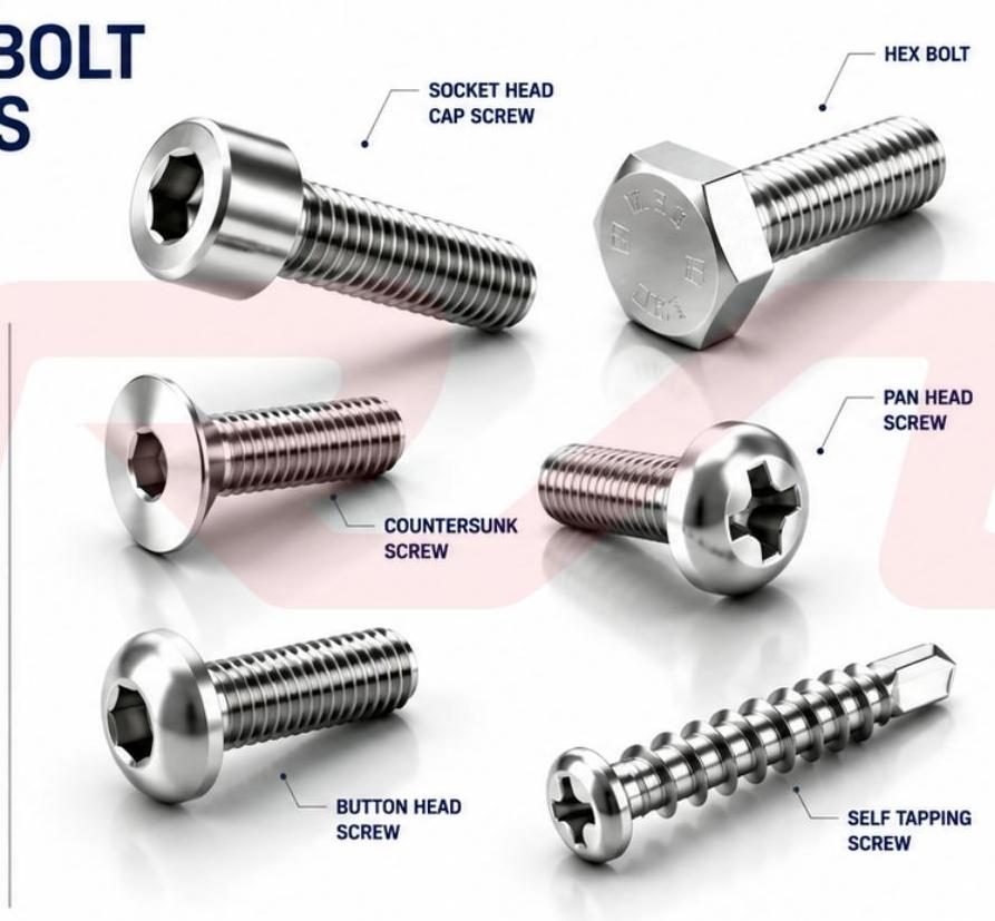 Screw and bolt types diagram